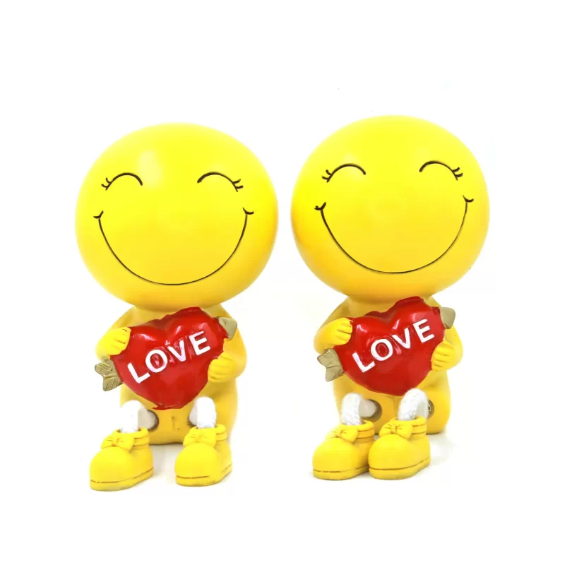 Cute Smiley Couple Hanging Leg with Heart Showpiece for Home Décor & Gift