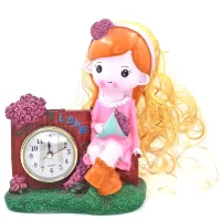 Barbie Doll With Flower Table Clock Multi Color