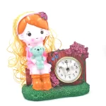 Barbie Doll With Teddy Table Clock Multi Color